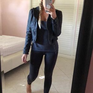 Black leather moto jacket